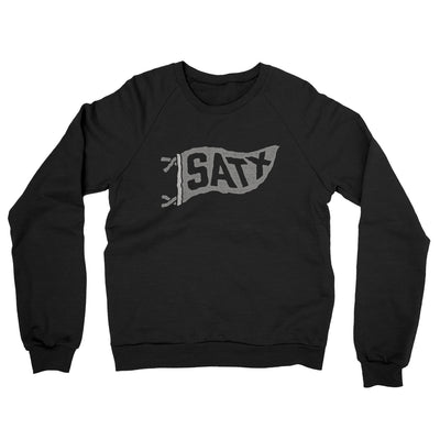 Satx Pennant Midweight French Terry Crewneck Sweatshirt-Black-Allegiant Goods Co. Vintage Sports Apparel