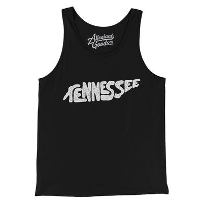 Tennessee State Shape Text Men/Unisex Tank Top-Black-Allegiant Goods Co. Vintage Sports Apparel