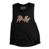 Philly Pa Overprinted Women's Flowey Scoopneck Muscle Tank-Black-Allegiant Goods Co. Vintage Sports Apparel