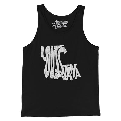 Louisiana State Shape Text Men/Unisex Tank Top-Black-Allegiant Goods Co. Vintage Sports Apparel