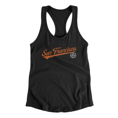 San Francisco Vintage Script Women's Racerback Tank-Black-Allegiant Goods Co. Vintage Sports Apparel