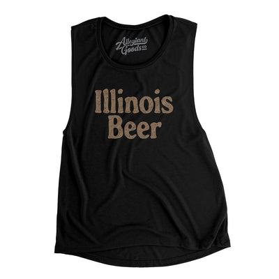 Illinois Beer Women's Flowey Scoopneck Muscle Tank-Black-Allegiant Goods Co. Vintage Sports Apparel