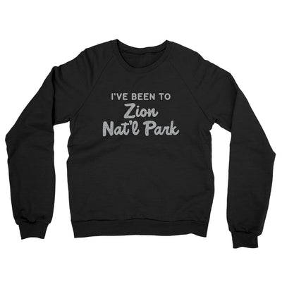 I've Been To Zion National Park Midweight French Terry Crewneck Sweatshirt-Black-Allegiant Goods Co. Vintage Sports Apparel