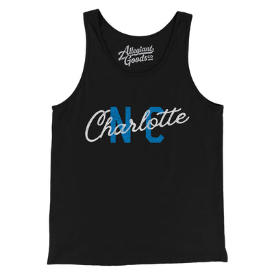 Charlotte Nc Overprinted Men/Unisex Tank Top-Black-Allegiant Goods Co. Vintage Sports Apparel