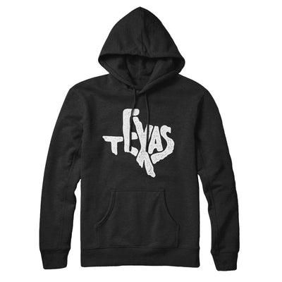 Texas State Shape Text Hoodie-Black-Allegiant Goods Co. Vintage Sports Apparel