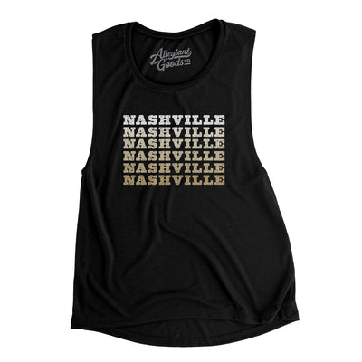 Nashville Repeat Women's Flowey Scoopneck Muscle Tank-Black-Allegiant Goods Co. Vintage Sports Apparel