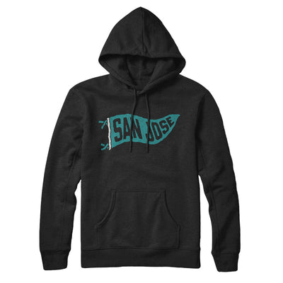 San Jose Pennant Hoodie-Black-Allegiant Goods Co. Vintage Sports Apparel