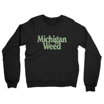 Michigan Weed Midweight French Terry Crewneck Sweatshirt-Black-Allegiant Goods Co. Vintage Sports Apparel