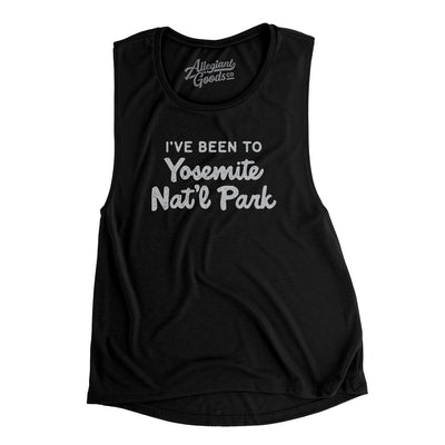 I've Been To Yosemite National Park Women's Flowey Scoopneck Muscle Tank-Black-Allegiant Goods Co. Vintage Sports Apparel