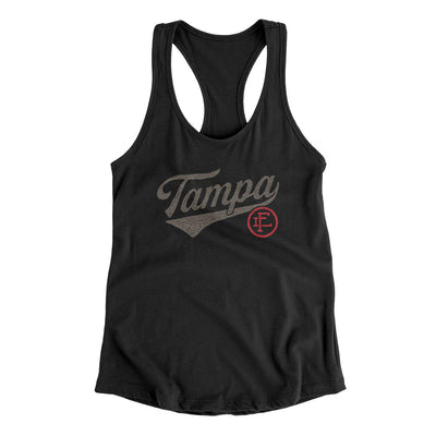 Tampa Vintage Script Women's Racerback Tank-Black-Allegiant Goods Co. Vintage Sports Apparel