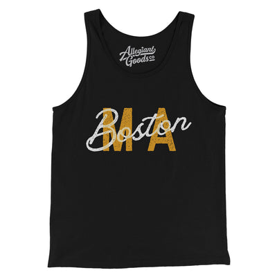 Boston Ma Overprint Overprinted Men/Unisex Tank Top-Black-Allegiant Goods Co. Vintage Sports Apparel