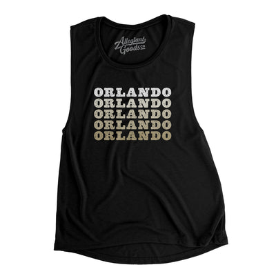 Orlando Repeat Women's Flowey Scoopneck Muscle Tank-Black-Allegiant Goods Co. Vintage Sports Apparel