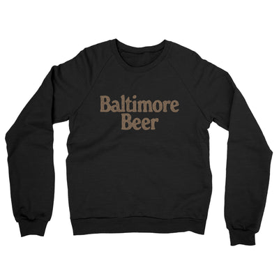 Baltimore Beer Midweight French Terry Crewneck Sweatshirt-Black-Allegiant Goods Co. Vintage Sports Apparel