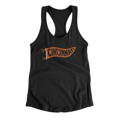 Cincinnati Pennant Women's Racerback Tank-Black-Allegiant Goods Co. Vintage Sports Apparel