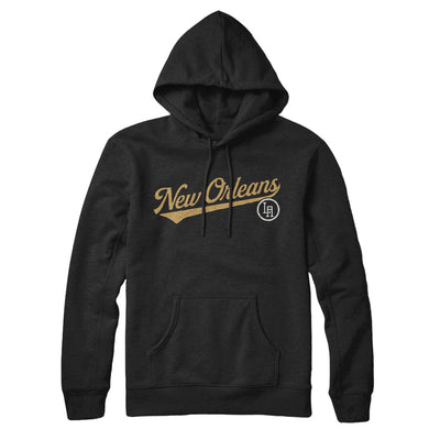 New Orleans Vintage Script Hoodie-Black-Allegiant Goods Co. Vintage Sports Apparel