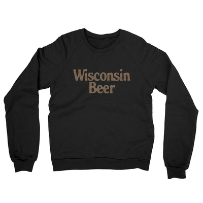 Wisconsin Beer Midweight French Terry Crewneck Sweatshirt-Black-Allegiant Goods Co. Vintage Sports Apparel