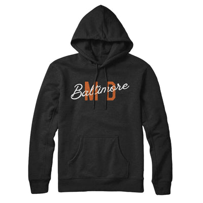 Baltimore Md Overprinted Hoodie-Black-Allegiant Goods Co. Vintage Sports Apparel