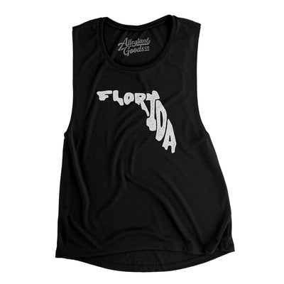 Florida State Shape Text Women's Flowey Scoopneck Muscle Tank-Black-Allegiant Goods Co. Vintage Sports Apparel