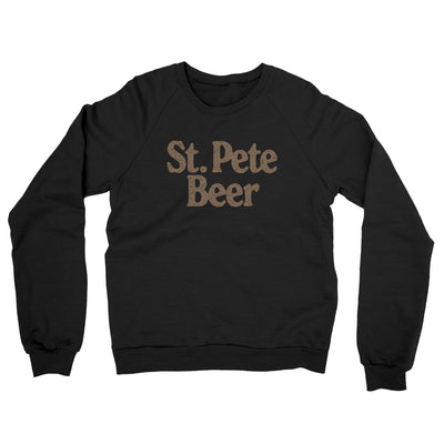 St. Pete Beer Midweight French Terry Crewneck Sweatshirt-Black-Allegiant Goods Co. Vintage Sports Apparel