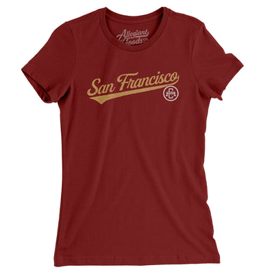 San Francisco Vintage Script Women's T-Shirt-Cardinal-Allegiant Goods Co. Vintage Sports Apparel