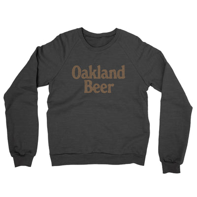 Oakland Beer Midweight French Terry Crewneck Sweatshirt-Charcoal Heather-Allegiant Goods Co. Vintage Sports Apparel