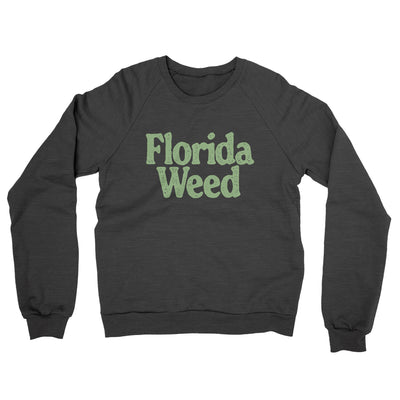 Florida Weed Midweight French Terry Crewneck Sweatshirt-Charcoal Heather-Allegiant Goods Co. Vintage Sports Apparel