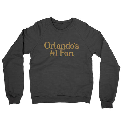 Orlando's Number 1 Fan Midweight French Terry Crewneck Sweatshirt-Charcoal Heather-Allegiant Goods Co. Vintage Sports Apparel