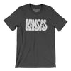 Kansas State Shape Text Men/Unisex T-Shirt-Dark Grey Heather-Allegiant Goods Co. Vintage Sports Apparel