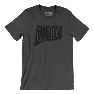 Connecticut State Shape Text Men/Unisex T-Shirt-Dark Grey Heather-Allegiant Goods Co. Vintage Sports Apparel