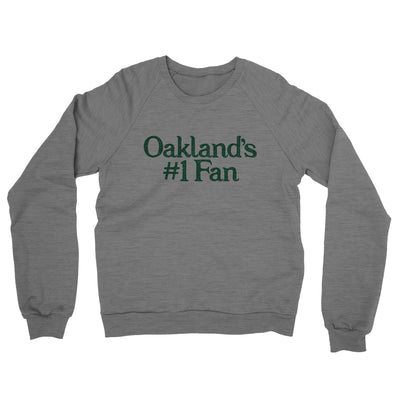 Oakland's Number 1 Fan Midweight French Terry Crewneck Sweatshirt-Graphite Heather-Allegiant Goods Co. Vintage Sports Apparel