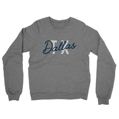 Dallas Tx Overprinted Midweight French Terry Crewneck Sweatshirt-Graphite Heather-Allegiant Goods Co. Vintage Sports Apparel