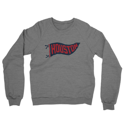 Houston Pennant Midweight French Terry Crewneck Sweatshirt-Graphite Heather-Allegiant Goods Co. Vintage Sports Apparel