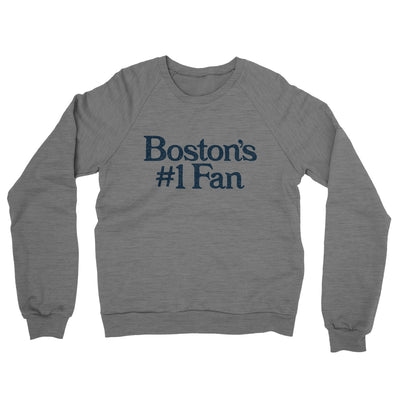 Boston's Number 1 Fan Midweight French Terry Crewneck Sweatshirt-Graphite Heather-Allegiant Goods Co. Vintage Sports Apparel