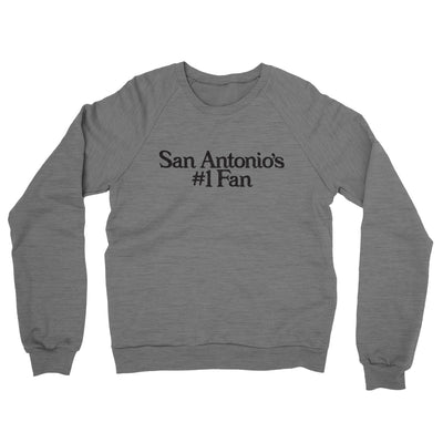 San Antonio's Number 1 Fan Midweight French Terry Crewneck Sweatshirt-Graphite Heather-Allegiant Goods Co. Vintage Sports Apparel