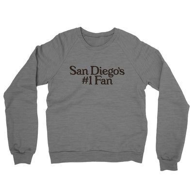 San Diego's Number 1 Fan Midweight French Terry Crewneck Sweatshirt-Graphite Heather-Allegiant Goods Co. Vintage Sports Apparel