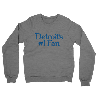 Detroit's Number 1 Fan Midweight French Terry Crewneck Sweatshirt-Graphite Heather-Allegiant Goods Co. Vintage Sports Apparel