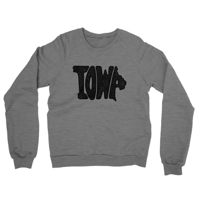 Iowa State Shape Text Midweight French Terry Crewneck Sweatshirt-Graphite Heather-Allegiant Goods Co. Vintage Sports Apparel