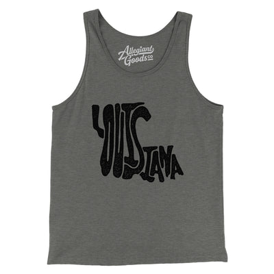 Louisiana State Shape Text Men/Unisex Tank Top-Grey TriBlend-Allegiant Goods Co. Vintage Sports Apparel