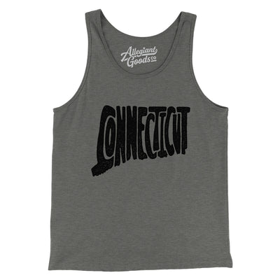 Connecticut State Shape Text Men/Unisex Tank Top-Grey TriBlend-Allegiant Goods Co. Vintage Sports Apparel