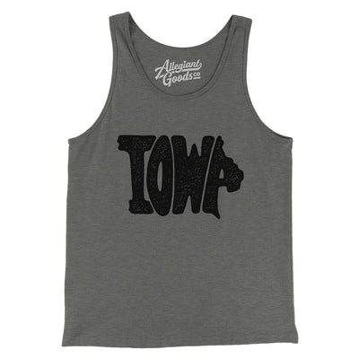 Iowa State Shape Text Men/Unisex Tank Top-Grey TriBlend-Allegiant Goods Co. Vintage Sports Apparel