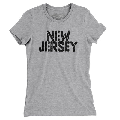 New Jersey Military Stencil Women's T-Shirt-Heather Grey-Allegiant Goods Co. Vintage Sports Apparel