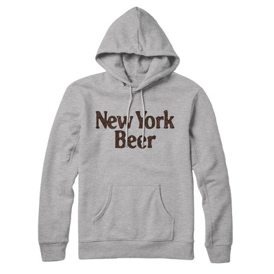 New York Beer Hoodie-Heather Grey-Allegiant Goods Co. Vintage Sports Apparel