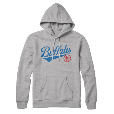 Buffalo Vintage Script Hoodie-Heather Grey-Allegiant Goods Co. Vintage Sports Apparel