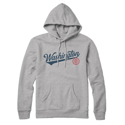 Washington Dc Vintage Script Hoodie-Heather Grey-Allegiant Goods Co. Vintage Sports Apparel