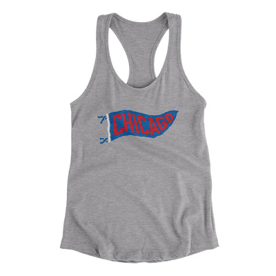 Chicago Pennant Women's Racerback Tank-Heather Grey-Allegiant Goods Co. Vintage Sports Apparel