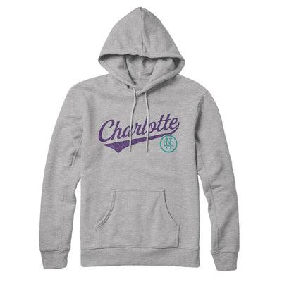 Charlotte Vintage Script Hoodie-Heather Grey-Allegiant Goods Co. Vintage Sports Apparel