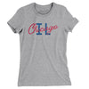 Chicago Illinois Overprinted Women's T-Shirt-Heather Grey-Allegiant Goods Co. Vintage Sports Apparel