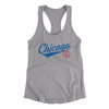 Chicago Vintage Script Women's Racerback Tank-Heather Grey-Allegiant Goods Co. Vintage Sports Apparel