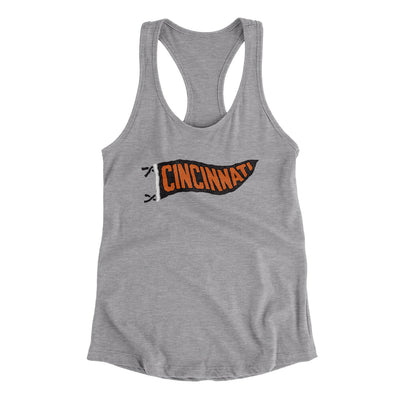 Cincinnati Pennant Women's Racerback Tank-Heather Grey-Allegiant Goods Co. Vintage Sports Apparel