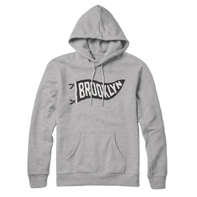 Brooklyn Pennant Hoodie-Heather Grey-Allegiant Goods Co. Vintage Sports Apparel